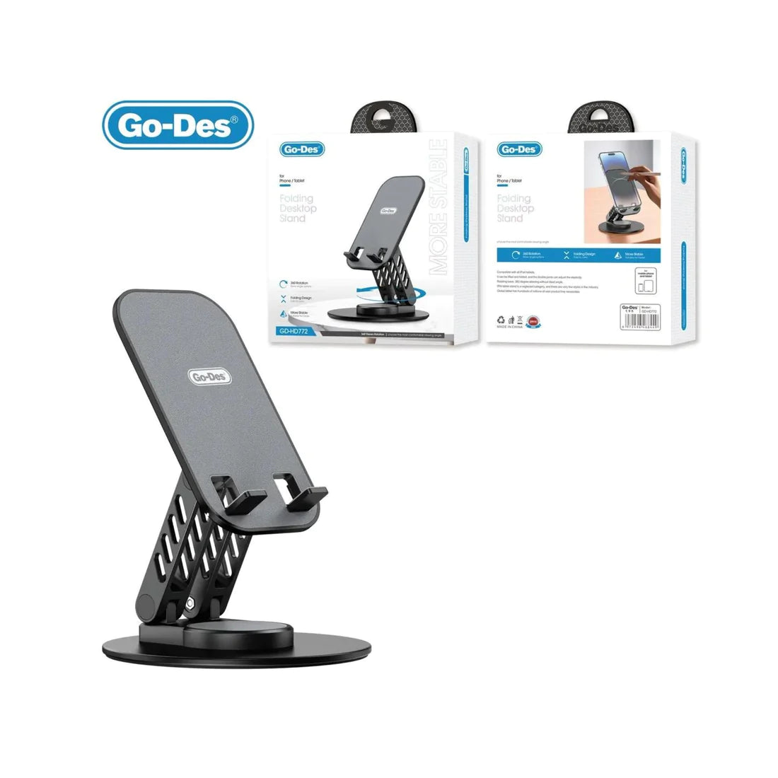 GO-DES Phone Stand, Adjustable phone holder for Desk