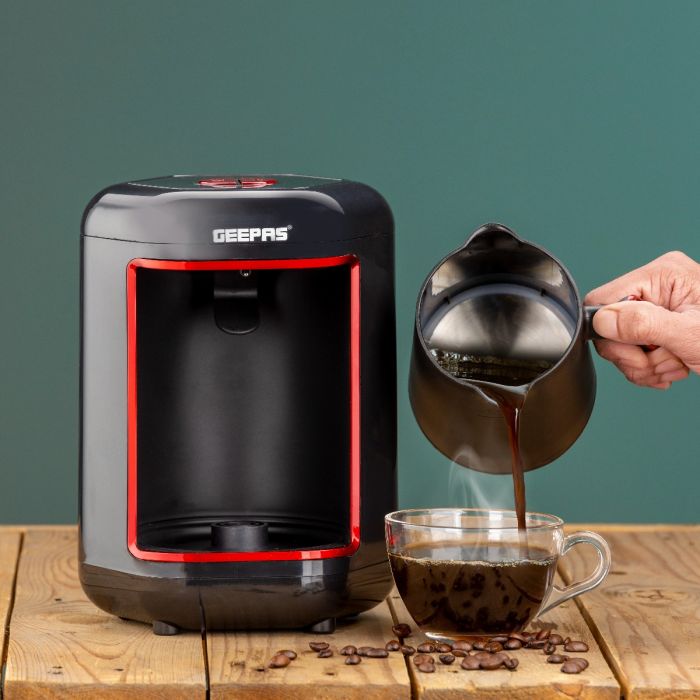 Geepas Turkish Coffee Maker 4 Cup Capacity Stainless Steel Plate Geepas Turkish Coffee Maker 4 Cup Capacity Stainless Steel Plate