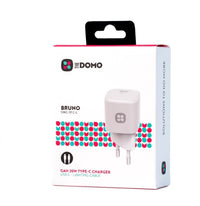 شاحن DOMO BRUNO DMC-01 C-L GAN بقوة 20 واط بمنفذ Type-C وكابل Lightning - أبيض