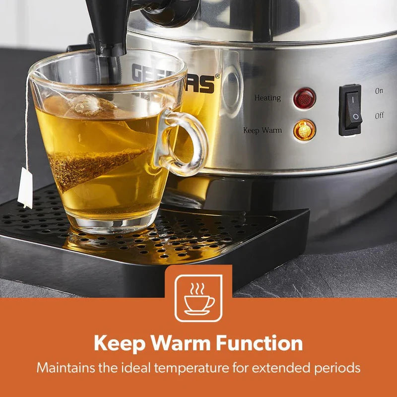 Geepas 1650W 10L Stainless Steel Water Boiler, 30-110°C Temp Control, Black/Silver GK6155