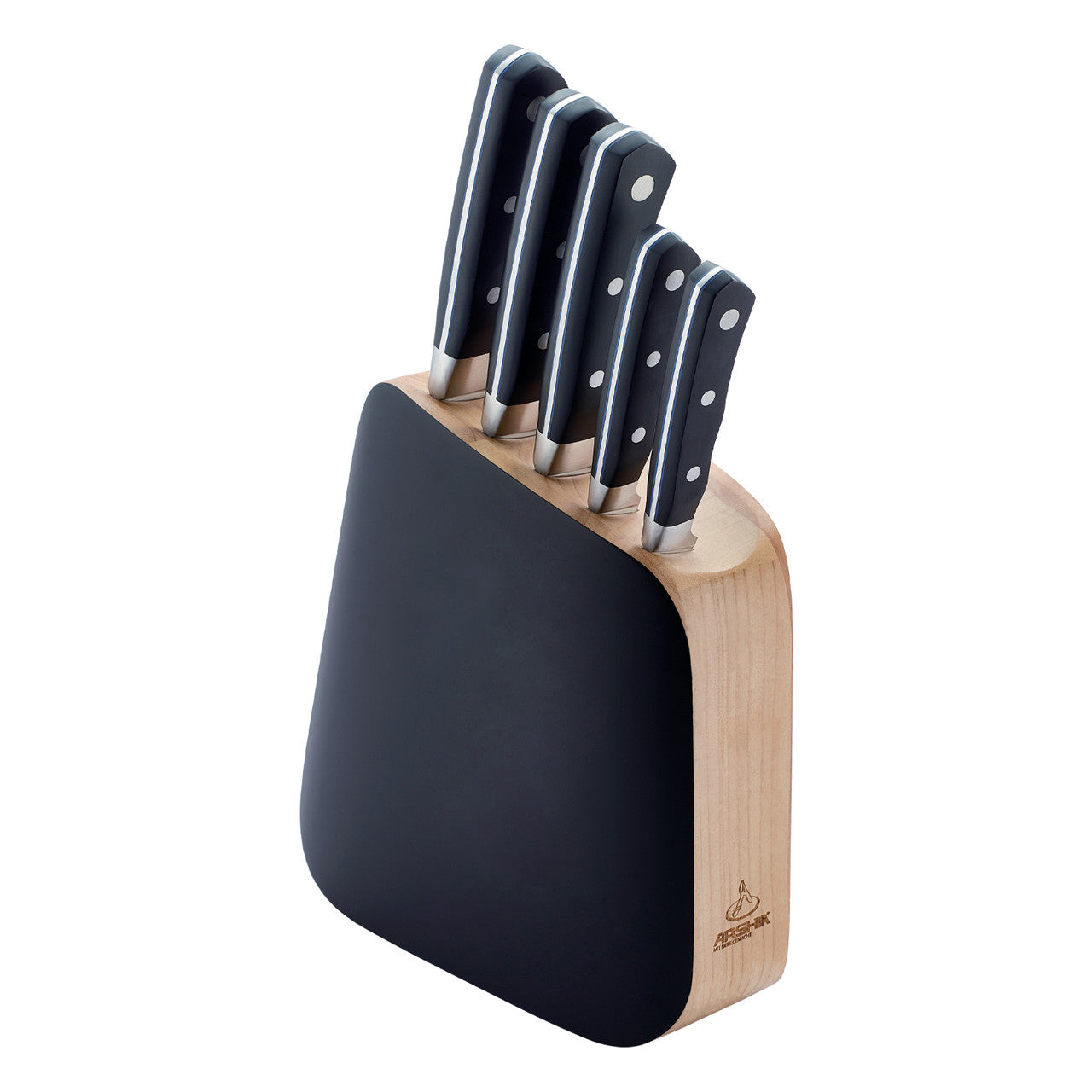 Arshia 6-Piece Knife Set with Wooden Stand – Sharp Stainless Steel Blades & Elegant Display Block