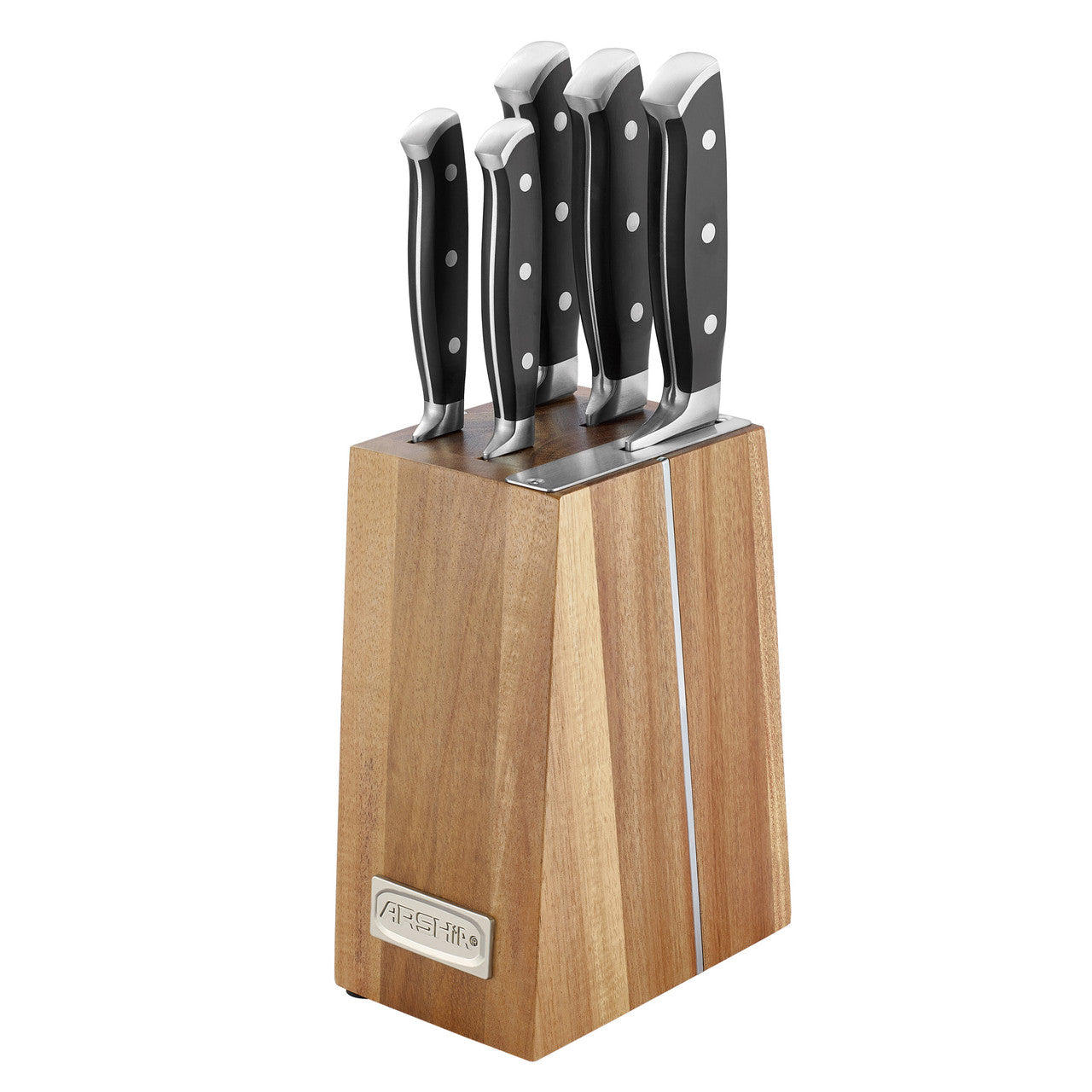 Arshia 6-Piece Stainless Steel Knife Set with Classic Wooden Block