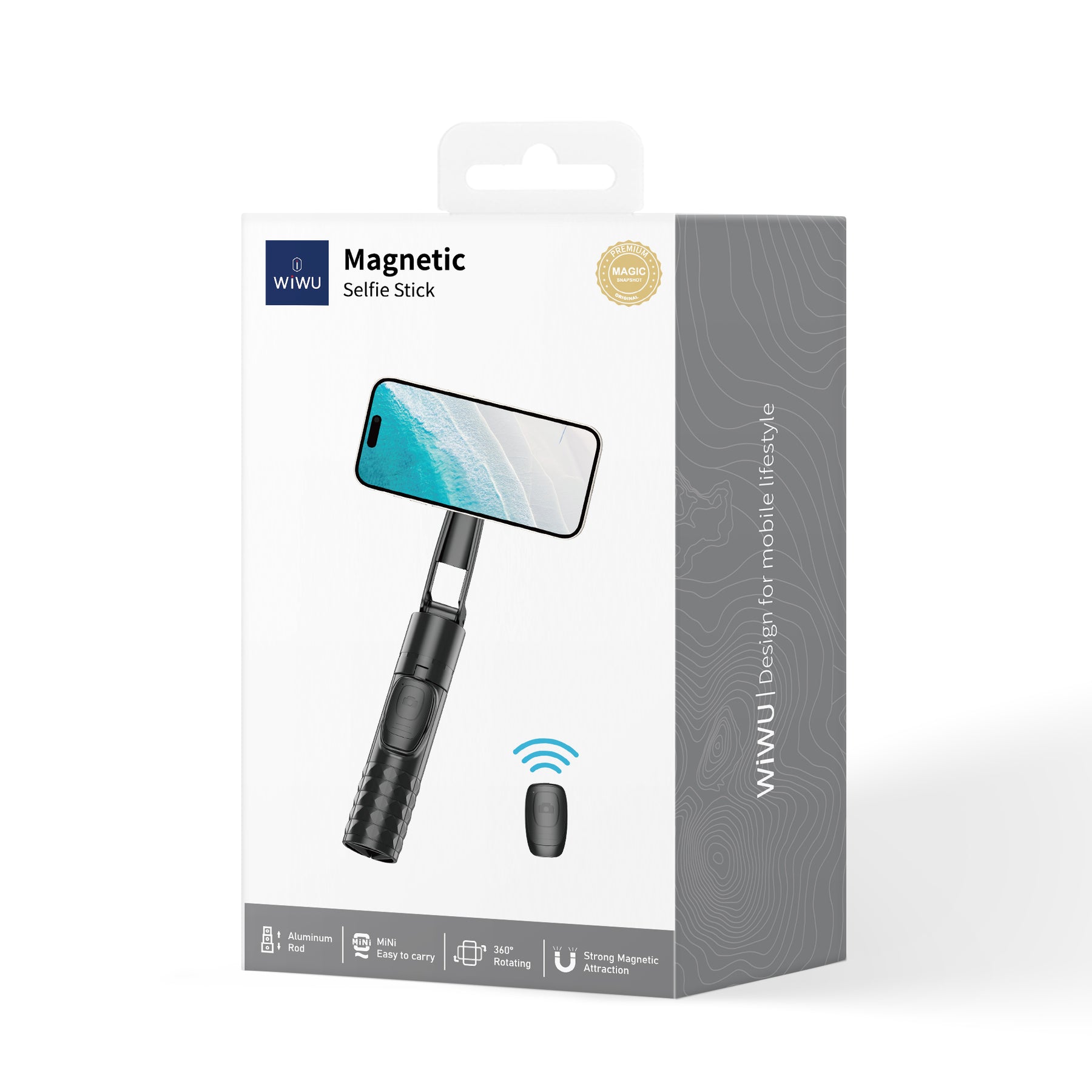 WIWU Wi-SE014 Magnetic Selfie Stick Lightweight & Versatile - Black WIWU Wi-SE014 Magnetic Selfie Stick Lightweight & Versatile - Black