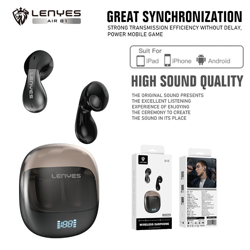 Lenyes Bluetooth Earphones With Microphone TWS Earphone Wireless