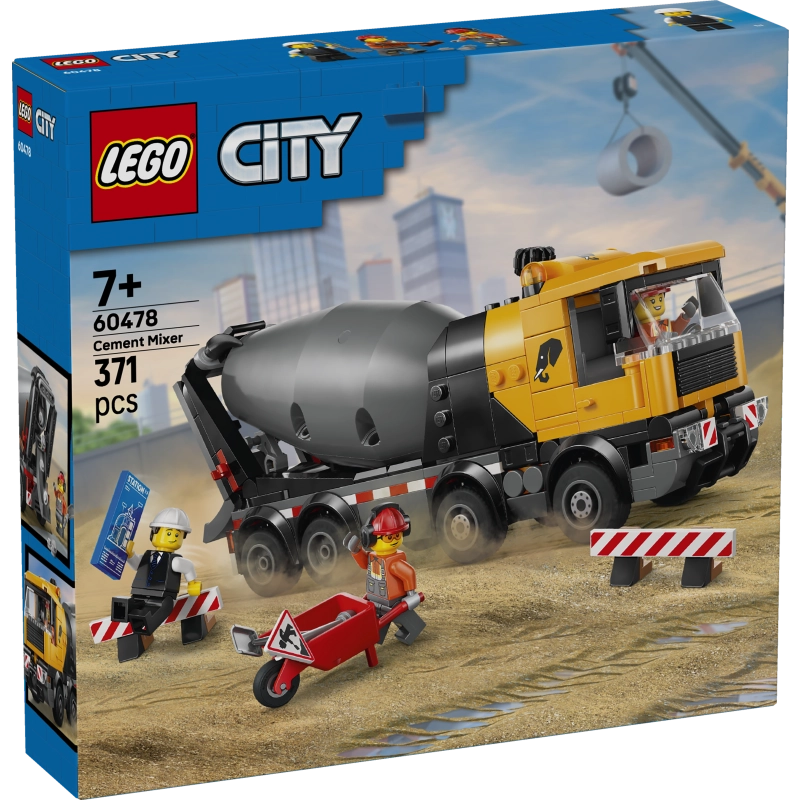 LEGO City Cement Mixer Truck – 371 Pieces | Set 60478
