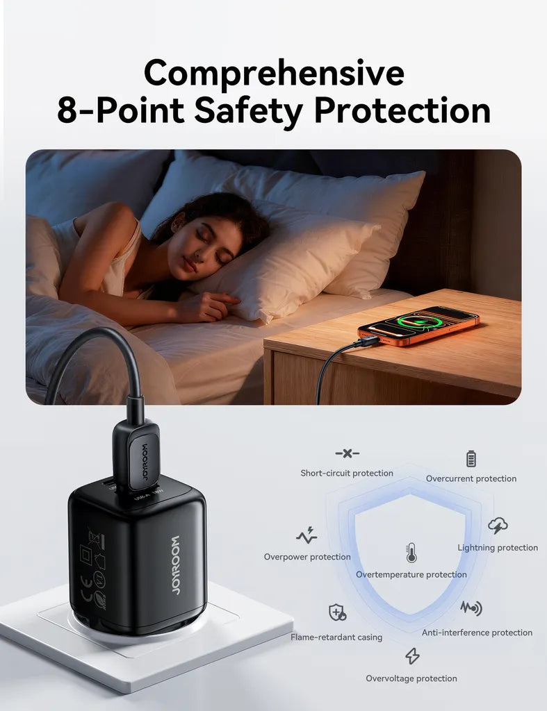 شاحن Joyroom JR‑TG7 33W + كابل A9 USB‑C 60W 1 م – أسود