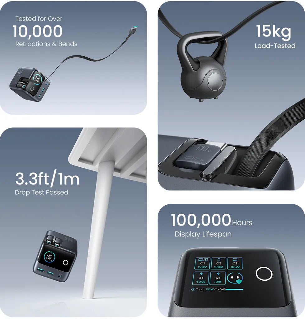 JOYROOM PODIX JR-TRD01 140W 5-in-1 GaN Charging Station - Grey