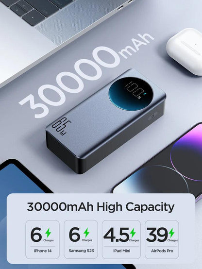 باور بانك جوي روم 65 وات للشحن السريع بسعة 20000 و30000 مللي أمبير - أسود