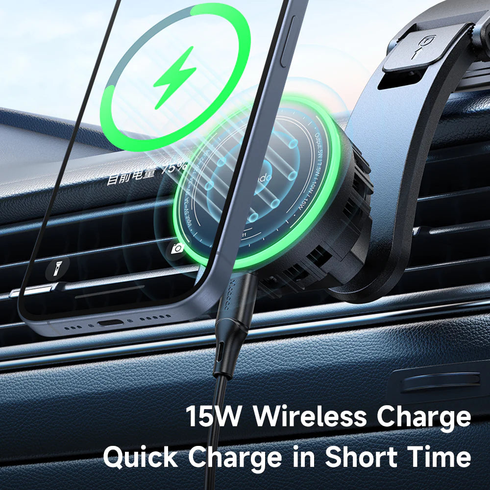 Mcdodo 15W Magnetic Wireless Car Charger with Cooling Fan - Black Mcdodo 15W Magnetic Wireless Car Charger with Cooling Fan - Black