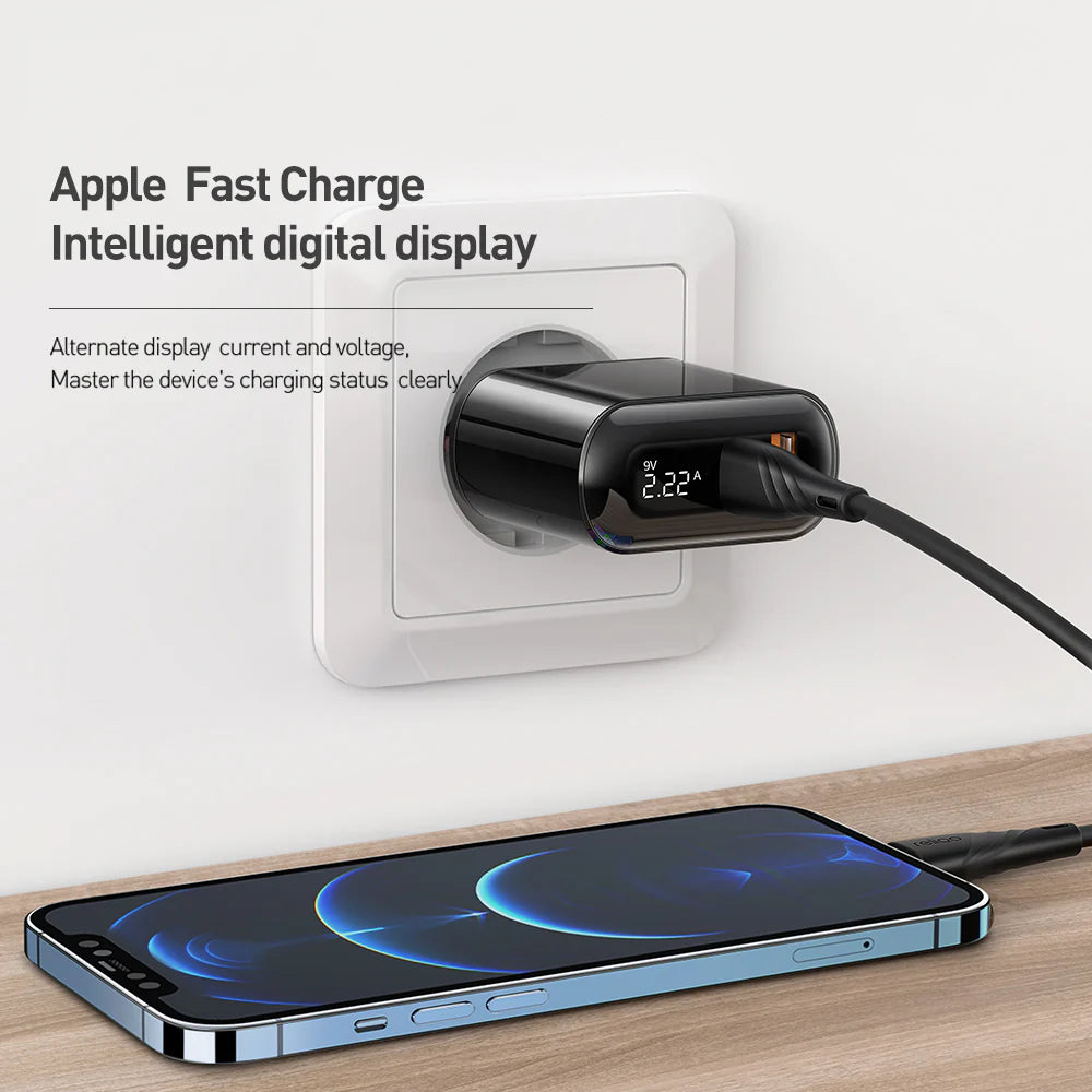 Mcdodo 20W PD3.0 Dual Port Fast Charger with Digital Display Cable USB-C to Lightening