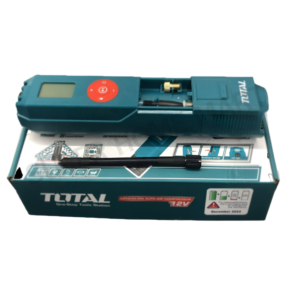 TOTAL 12V Cordless Air Inflator Compact & Powerful with Digital Display TOTAL 12V Cordless Air Inflator Compact & Powerful with Digital Display