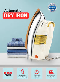 Geepas Heavyweight Dry Iron 1200W Teflon Non-Stick Soleplate