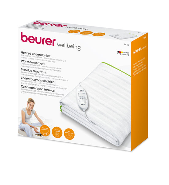 Beurer TS 15 Electric Heating Blanket with 3 Heat Levels - White