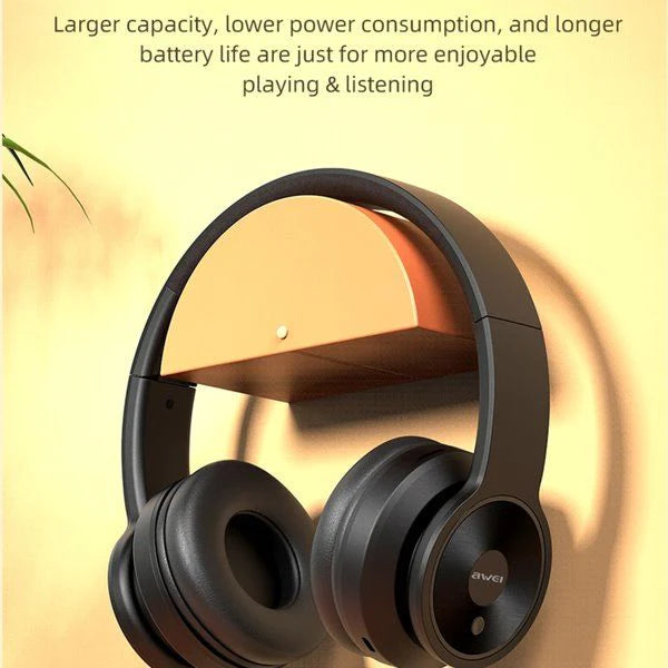 Awei Foldable Wireless Bluetooth Headphone - Black