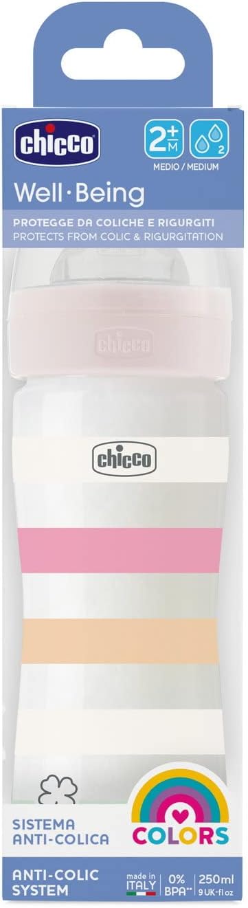 Chicco BOTTLE WB PP Girl 250 MED SIL Anti-Colic - White