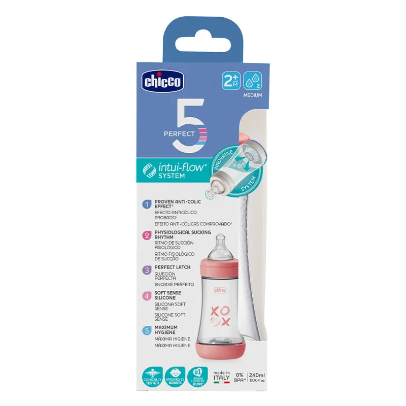 Chicco P5 PP Girl Bottle 240ml Medium Flow 2023 C Anti-Colic