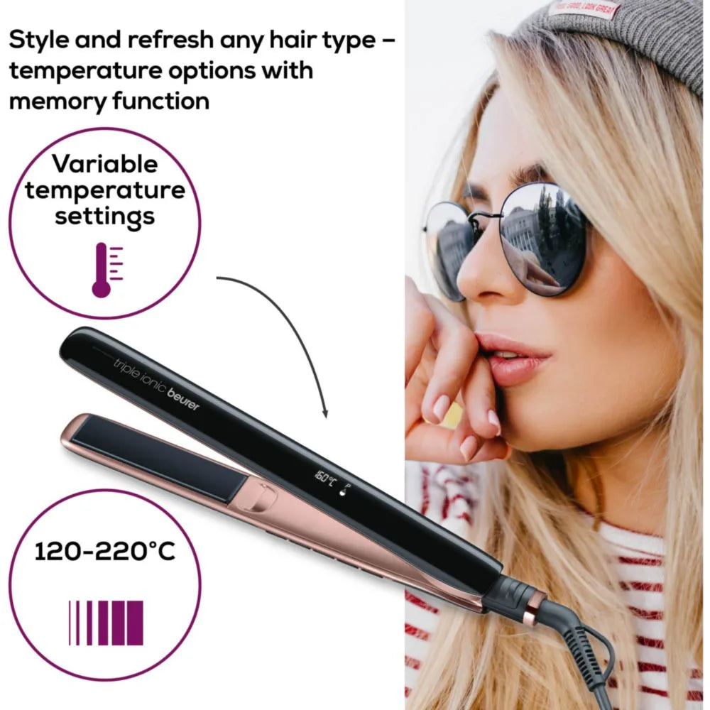 Beurer HS 80 Hair Straightener Ionic Technology & Titanium Plates