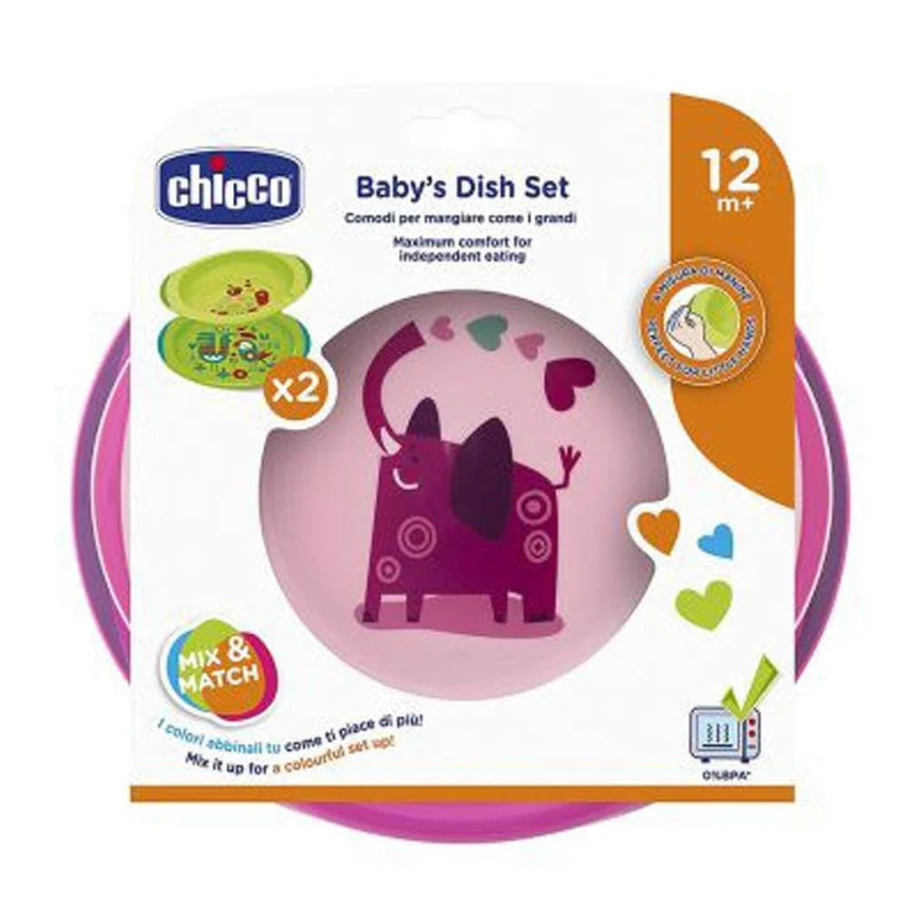 Chicco Dish Set 12M+ Girl Safe Non-Slip & Easy to Use Chicco Dish Set 12M+ Girl Safe Non-Slip & Easy to Use