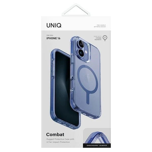 كفر UNIQ COMBAT لهاتف iPhone 16 6.1 MagClick لون Pearl Blue