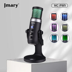 Jmary MC-PW9 RGB ميكروفون احترافي بإضاءة RGB وتوجيه أحادي
