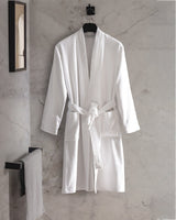 Madame Coco Stripe Kimono Unisex Bathrobe – Striped Robe in White & Grey