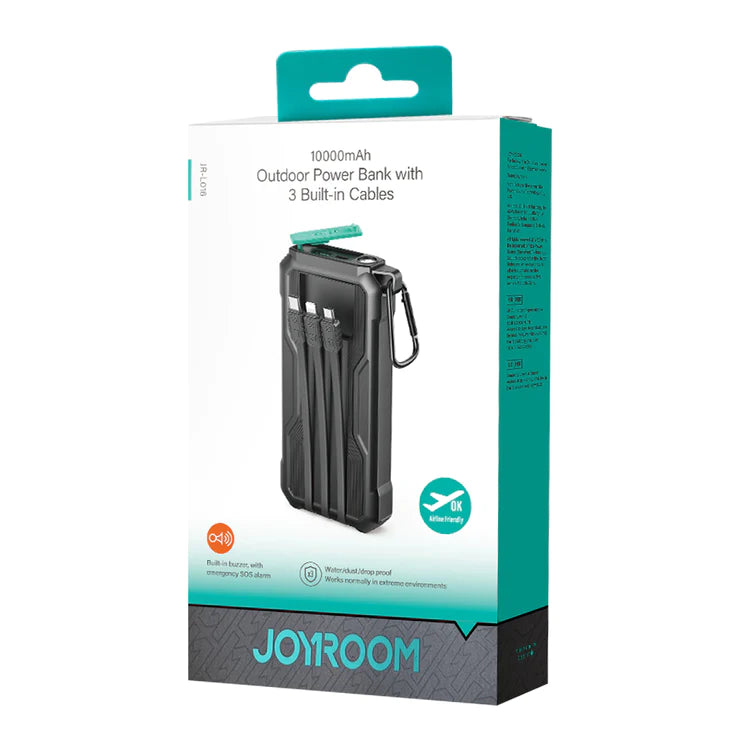 Joyroom 2.4A Power Bank with Built in 3in1 Cables 10000mAh - Black