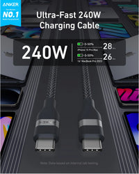 كابل أنكر USB-C إلى USB-C بقوة 240 واط