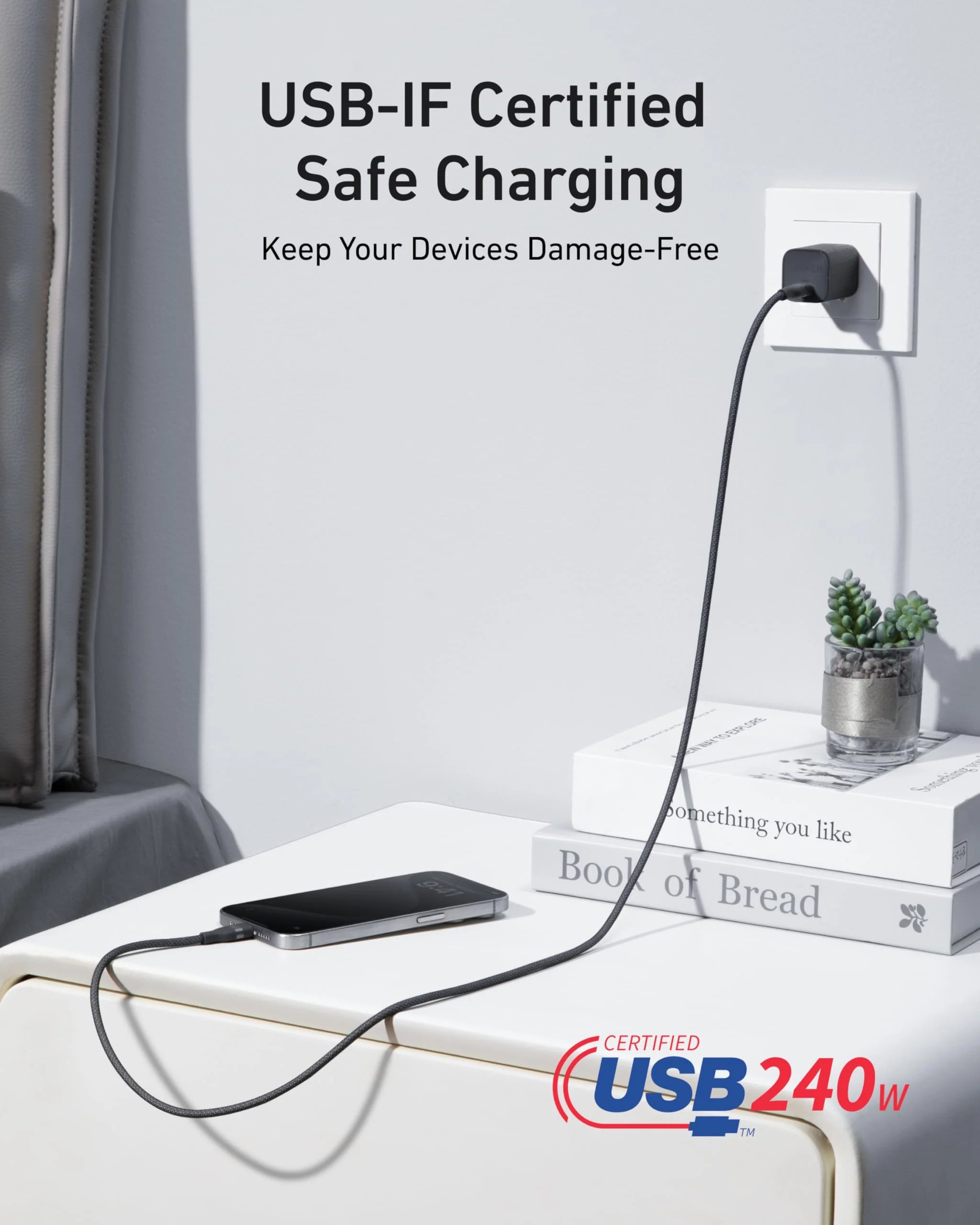 كابل أنكر USB-C إلى USB-C بقوة 240 واط