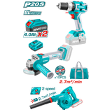 TOTAL 20V Cordless 3 in 1 Combo Kit - Drill, Grinder, Blower