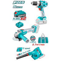 TOTAL 20V Cordless 3 in 1 Combo Kit - Drill, Grinder, Blower