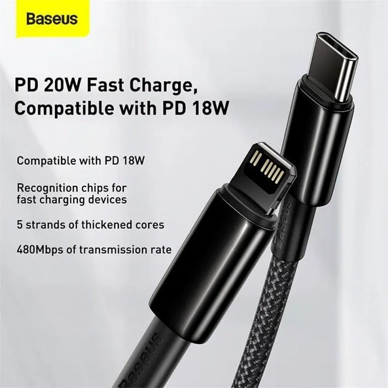 Baseus Tungsten Gold Fast Charging Data Cable Type-C to Lightning PD 2m