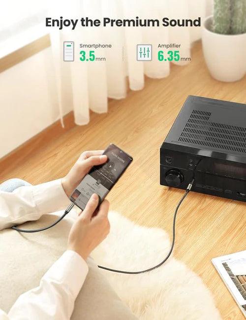 كابل UGREEN TRS مقاس 3.5 مم إلى 6.35 مم بطول 5 متر - رمادي