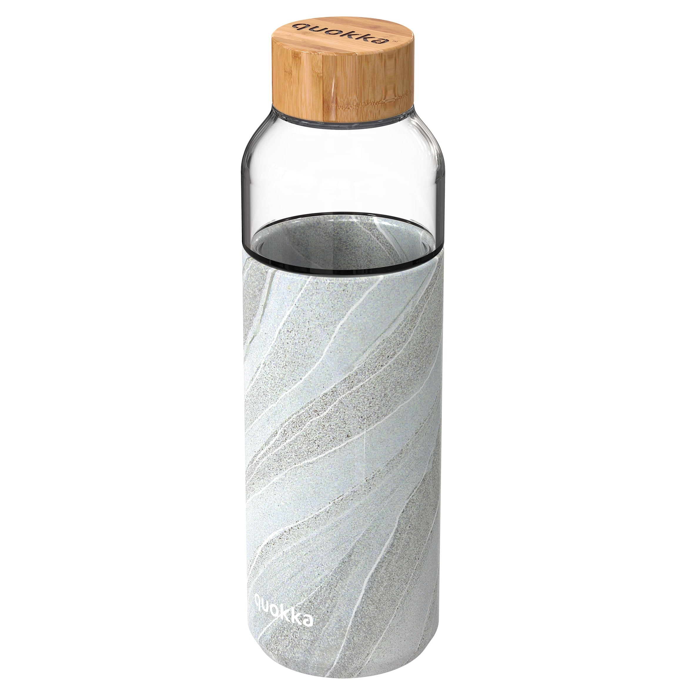 QUOKKA Flow Glass Bottle 660ml - White Stone with Silicone Cover