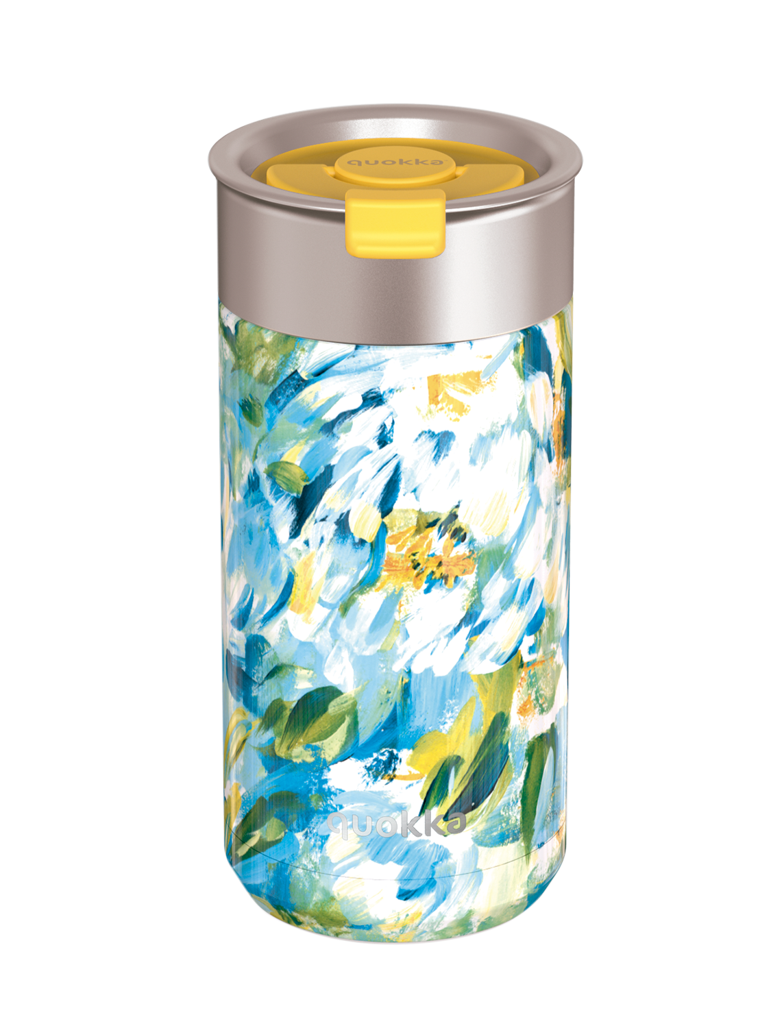 QUOKKA Thermal Coffee Tumbler 400ml - Boost Blue Peonies Design