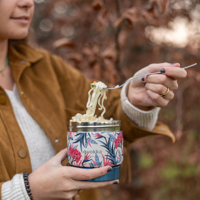 QUOKKA Thermal Food Jar 369ml - Whim Blue Garden Design QUOKKA Thermal Food Jar 369ml - Whim Blue Garden Design