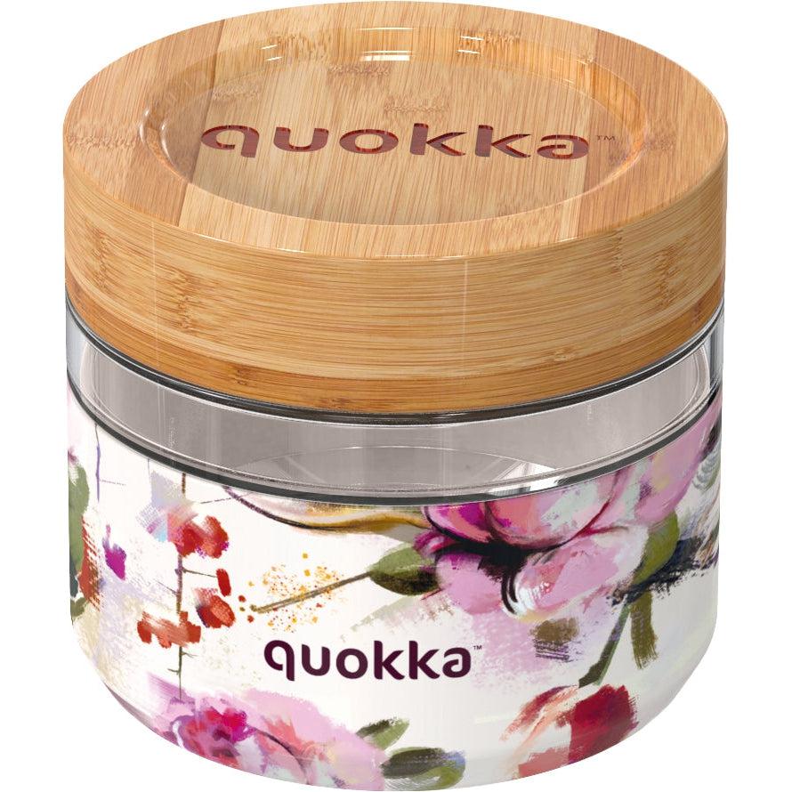 QUOKKA Glass Food Jar 500ml - Dark Flowers with Silicone Cover