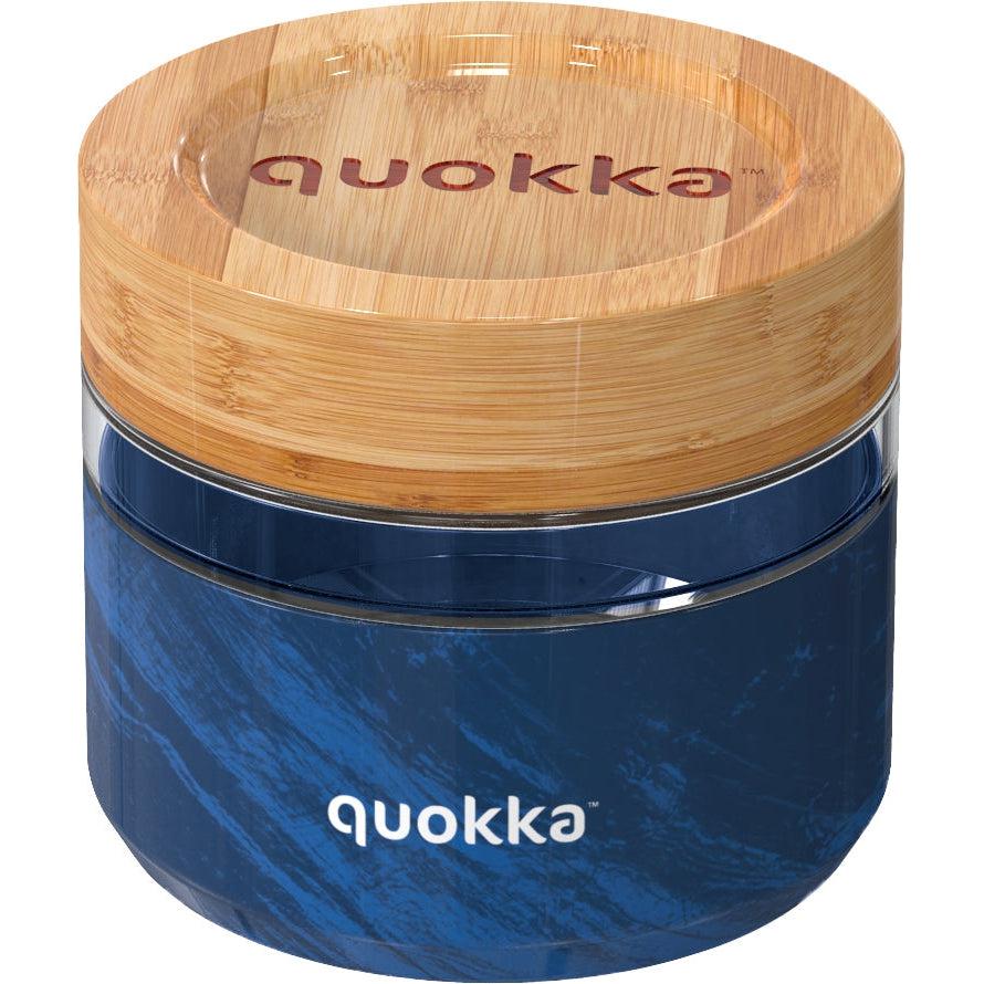 QUOKKA Glass Food Jar 500ml - Wood Grain Design with Silicone Cover