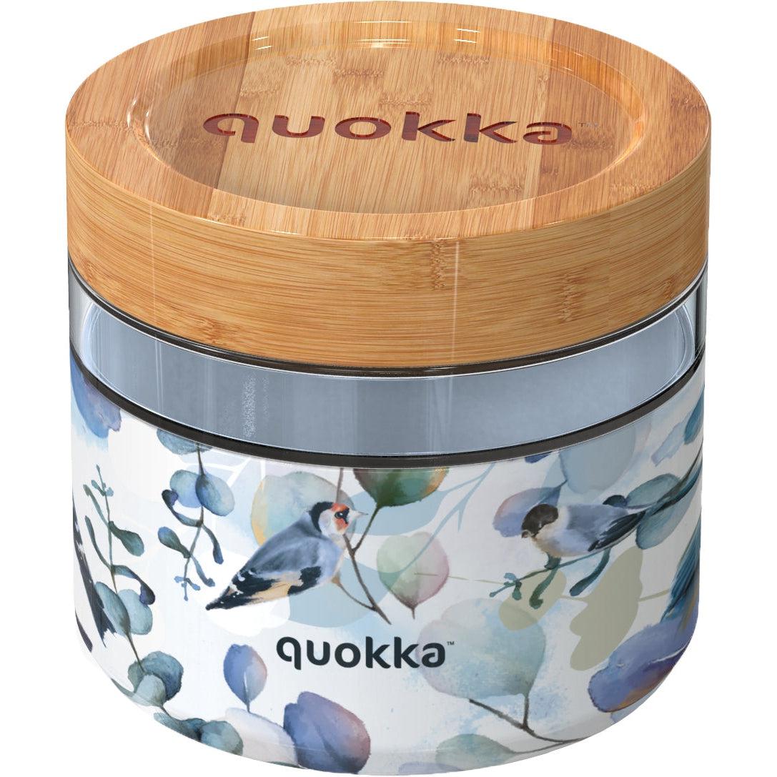 QUOKKA Glass Food Jar 820ml - Blue Nature Design with Silicone Cover