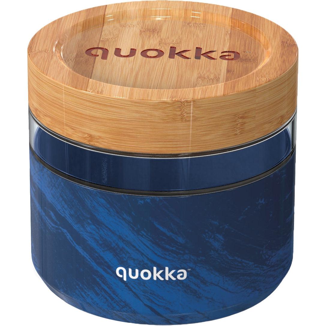 QUOKKA Glass Food Jar 820ml - Wood Grain Design with Silicone Cover