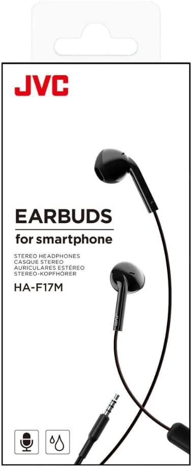 JVC In-Ear Earbuds Compact & Comfort with 1 Button Remote Control, Sweat Resistant (IPX2), 1.0 m Cable - Black JVC In-Ear Earbuds Compact & Comfort with 1 Button Remote Control, Sweat Resistant (IPX2), 1.0 m Cable - Black