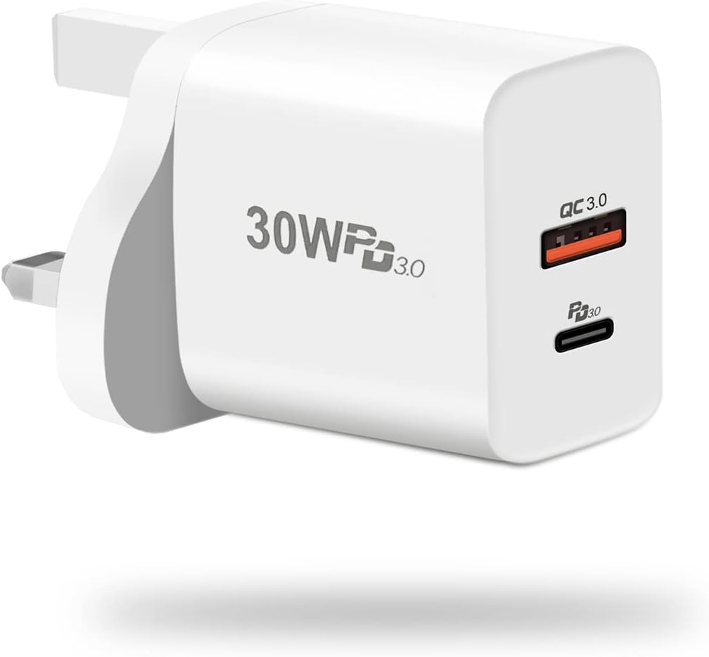 Google 30W USB C Charger PD QC 3.0 Fast Charger - White