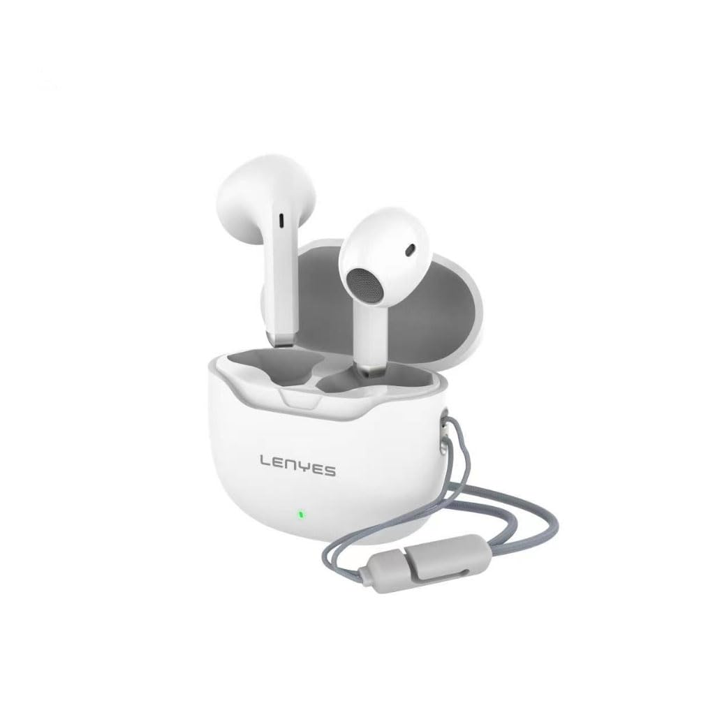 LENYES Bluetooth Wireless Earbuds Noise Canceling Touch Sensitive - White
