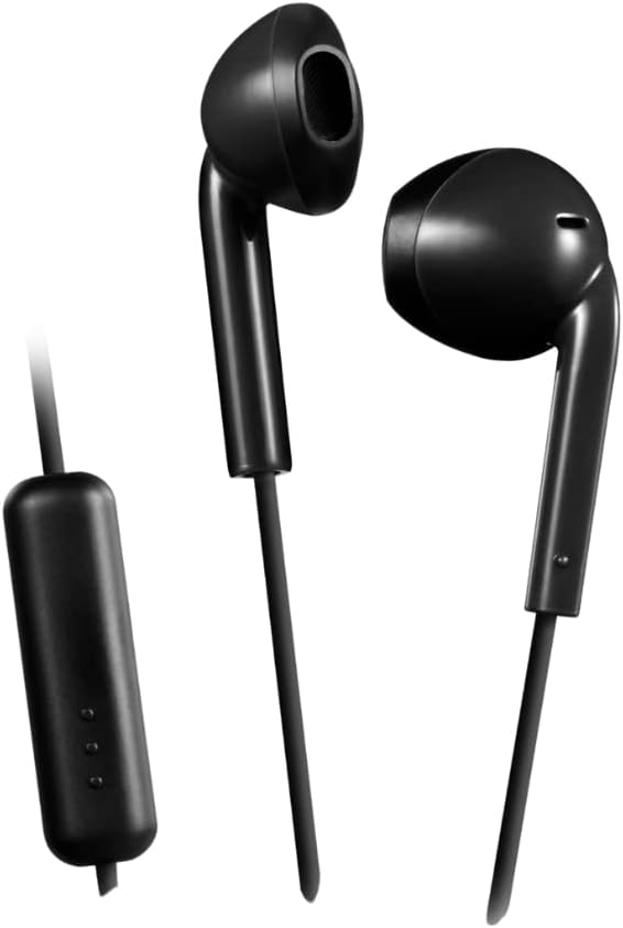 JVC In-Ear Earbuds Compact & Comfort with 1 Button Remote Control, Sweat Resistant (IPX2), 1.0 m Cable - Black