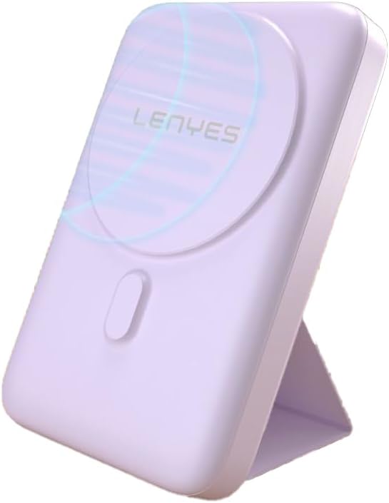 Lenyes 10,000mAh Magnetic Power Bank Compactable with MagSafe 20W PD for iPhone Series - Purple