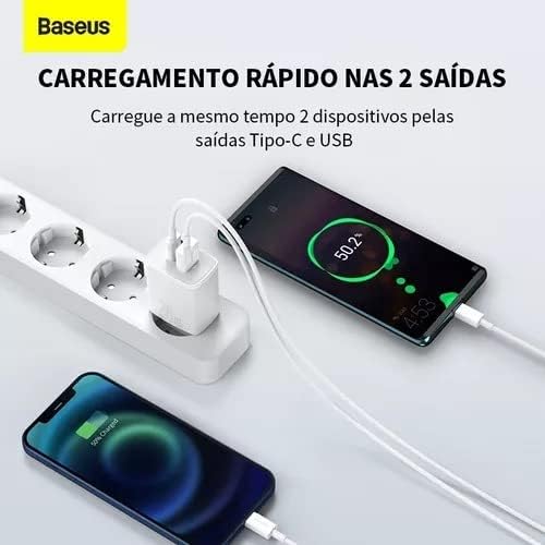 Baseus Compact Quick Charger 2Port USB & USB-C 20W EU - White