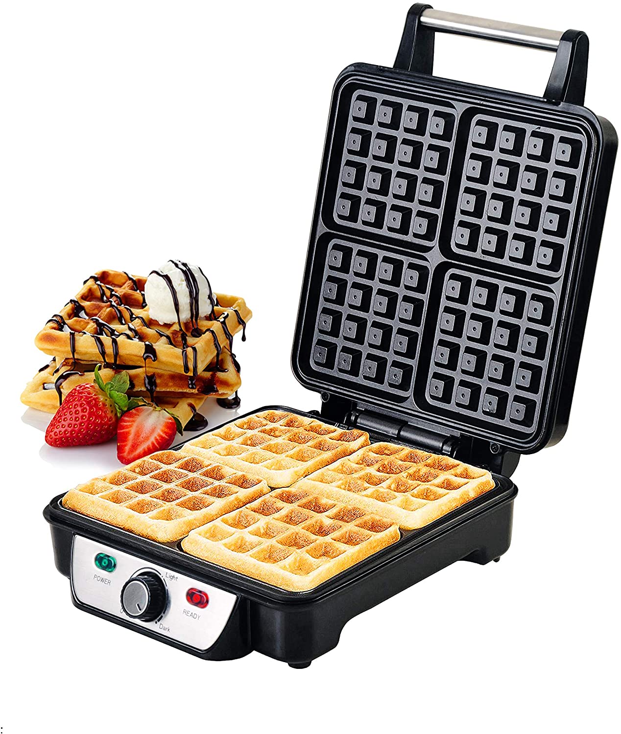 Geepas 4 Slice Waffle Maker 1100W Nonstick Temp Control Geepas 4 Slice Waffle Maker 1100W Nonstick Temp Control