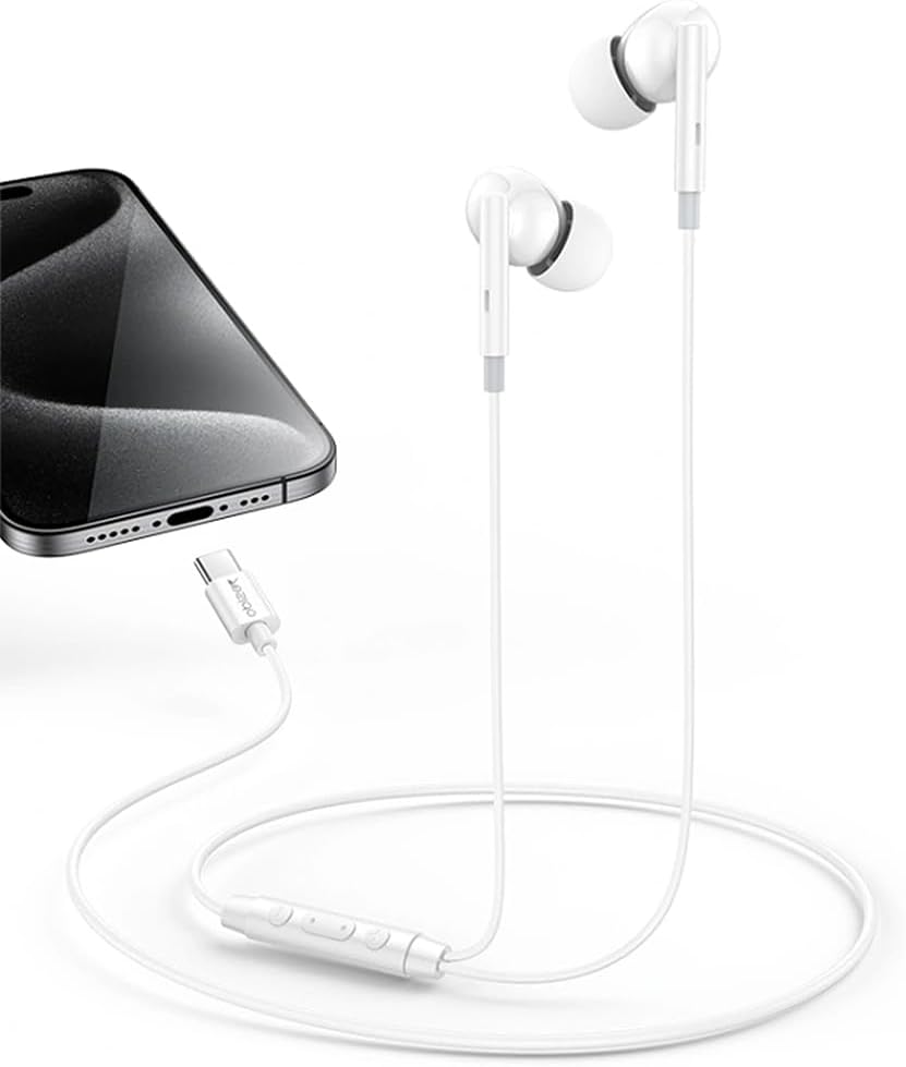 Yesido Earphones with Wired Control, YH45 - White Yesido Earphones with Wired Control, YH45 - White