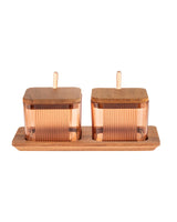 Madame Coco Renard Cruet Set of 2 – Amber Glass, Wooden Lids & Stylish Spice Storage