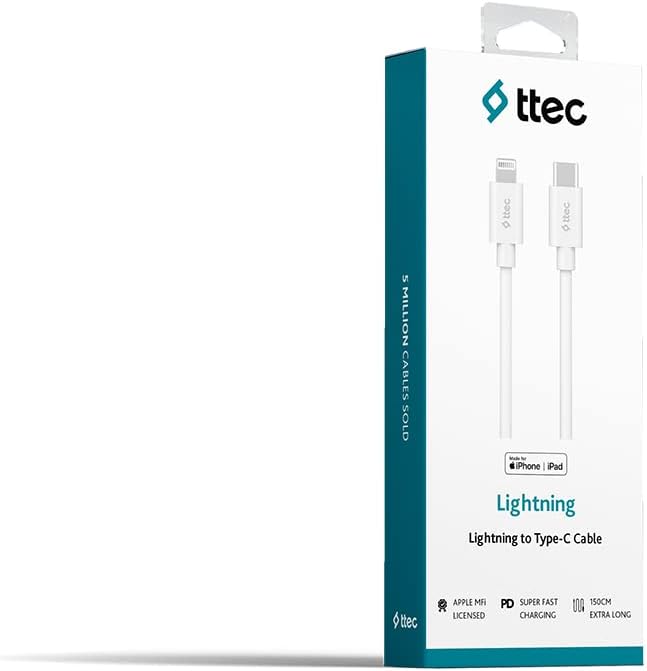 Ttec Type-C TO Lightning MFi Charging Cable 150cm - White