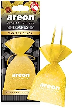 AREON Pearls I Car & Home Hanging Air Freshener I Vanilla Black (Pack of 3)